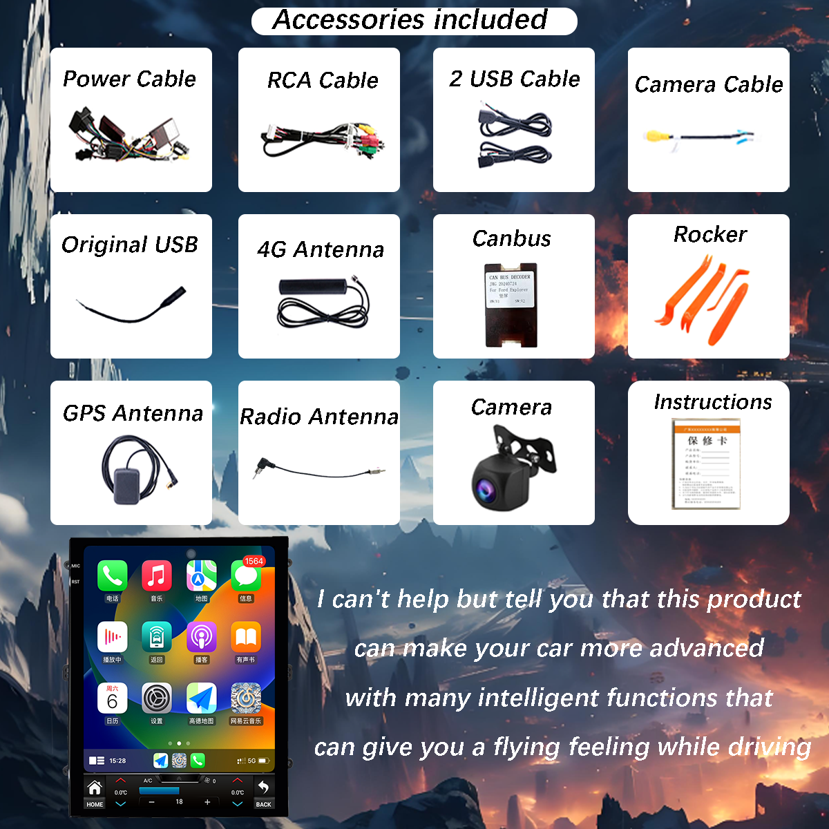 Pentohoi for Jeep Wrangler Gladiator 2018-2023 Car Radio Upgrade Android Stereo Replacement Touch Screen 8 core CPU Tesla Vertical Screen Style Support Carplay and Android Auto DSP 5G WiFi