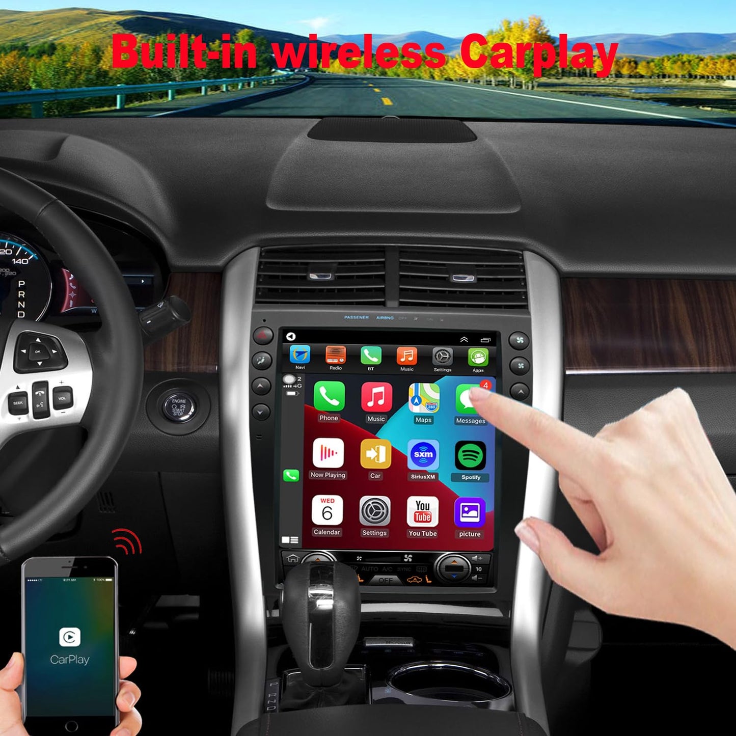 Pentohoi for Ford Edge 2011-2014 Car Radio Upgrade Android Stereo Replacement Touch Screen 8 core CPU Tesla Vertical Screen Style Support Carplay and Android Auto DSP 5G WiFi
