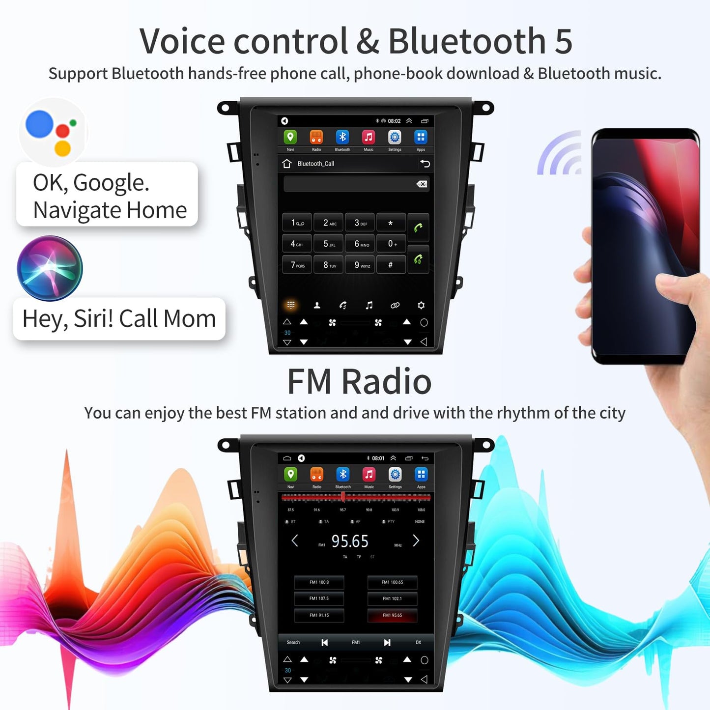 Pentohoi for Ford Mondeo 2013-2018 Car Radio Upgrade Android Stereo Replacement Touch Screen 8 core CPU Tesla Vertical Screen Style Support Carplay and Android Auto DSP 5G WiFi