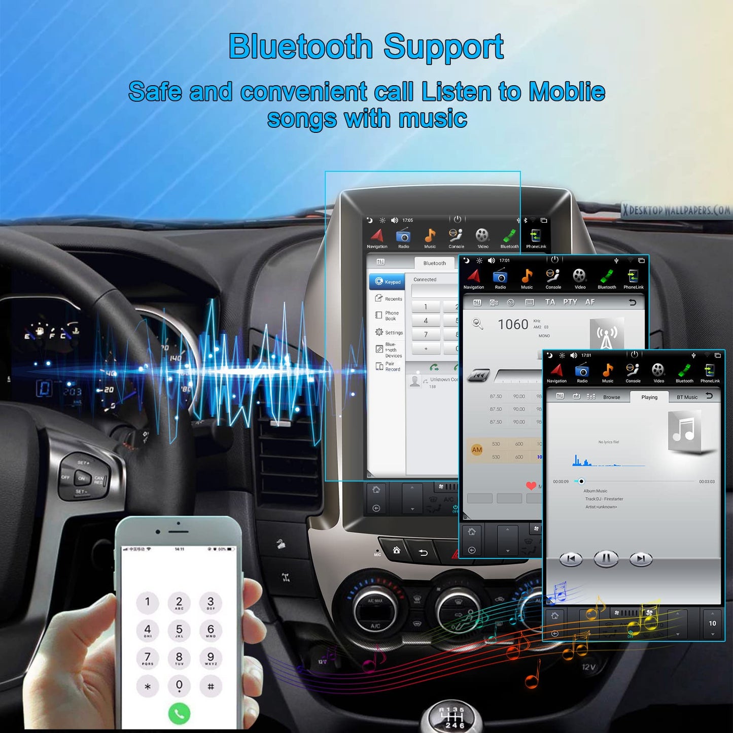 Pentohoi for Ford Ranger 2012 Car Radio Upgrade Android Stereo Replacement Touch Screen 8 core CPU Tesla Vertical Screen Style Support Carplay and Android Auto DSP 5G WiFi