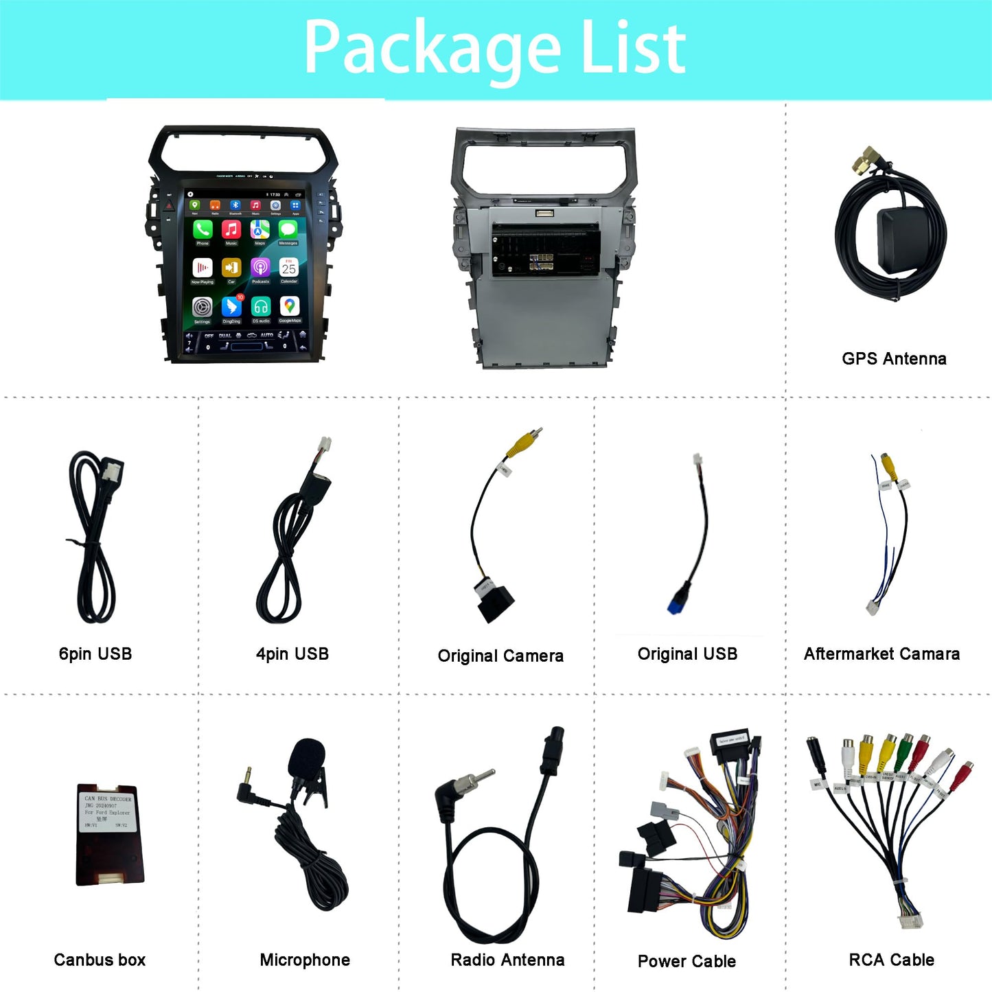 Pentohoi for Ford Explorer 2011-2019 Car Radio Upgrade Android Stereo Replacement Touch Screen 8 core CPU Tesla Vertical Screen Style Support Carplay and Android Auto DSP 5G WiFi