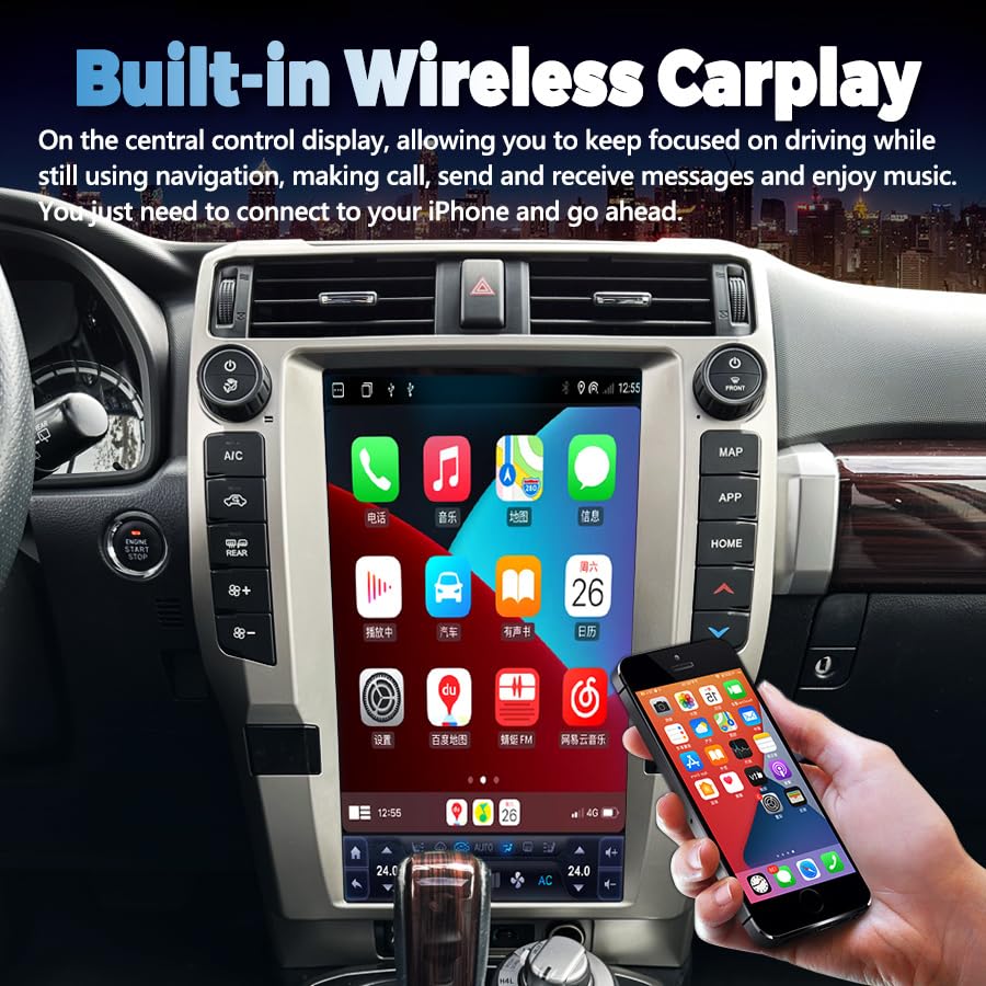 Pentohoi for Toyota 4Runner 2010-2022 Car Radio Upgrade Android Stereo Replacement Touch Screen 8 core CPU Tesla Vertical Screen Style Support Carplay and Android Auto DSP 5G WiFi