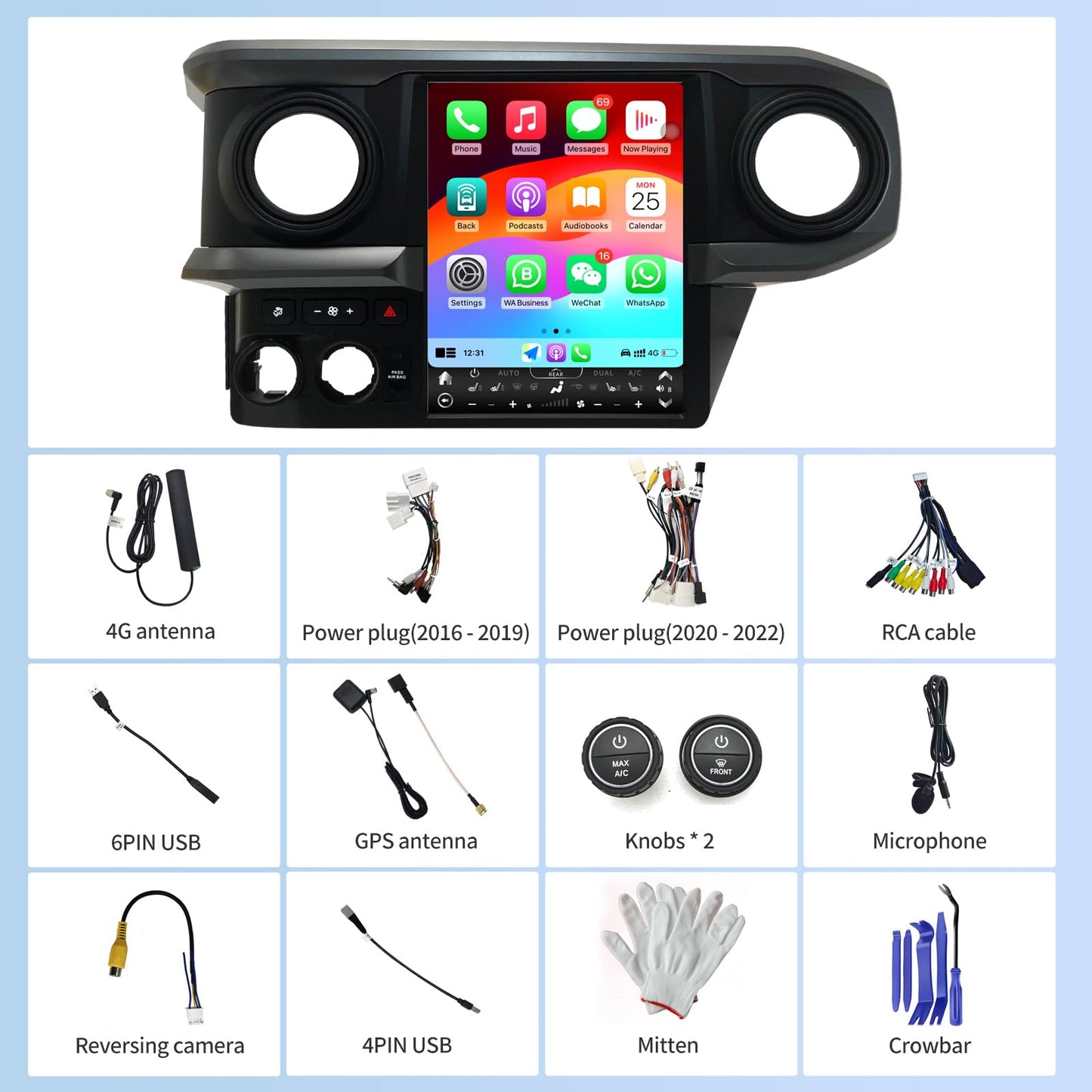 Pentohoi for Toyota Tacoma 2016-2022 Car Radio Upgrade Android Stereo Replacement Touch Screen 8 core CPU Tesla Vertical Screen Style Support Carplay and Android Auto DSP 5G WiFi