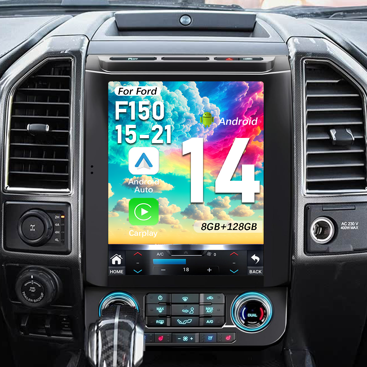 Pentohoi for Ford F150 2016-2021 Car Radio Upgrade Android  Stereo Replacement Touch Screen 8 core CPU Tesla Vertical Screen Style Support Carplay and Android Auto DSP 5G WiFi