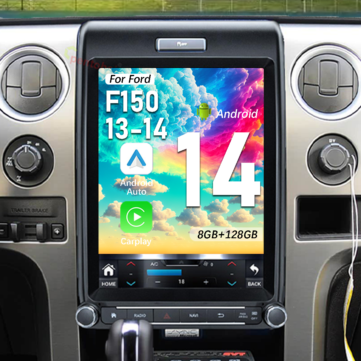 Pentohoi for Ford F150 2009-2014 Car Radio Upgrade Android  Stereo Replacement Touch Screen 8 core CPU Tesla Vertical Screen Style Support Carplay and Android Auto DSP 5G WiFi