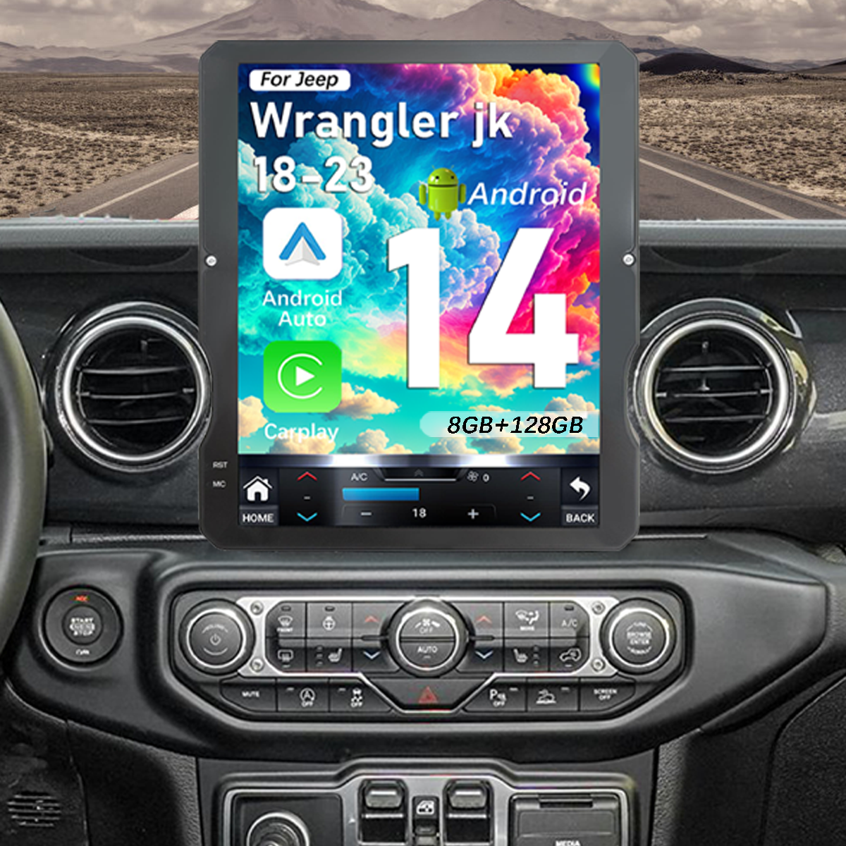 Pentohoi for Jeep Wrangler Gladiator 2018-2023 Car Radio Upgrade Android  Stereo Replacement Touch Screen 8 core CPU Tesla Vertical Screen Style Support Carplay and Android Auto DSP 5G WiFi