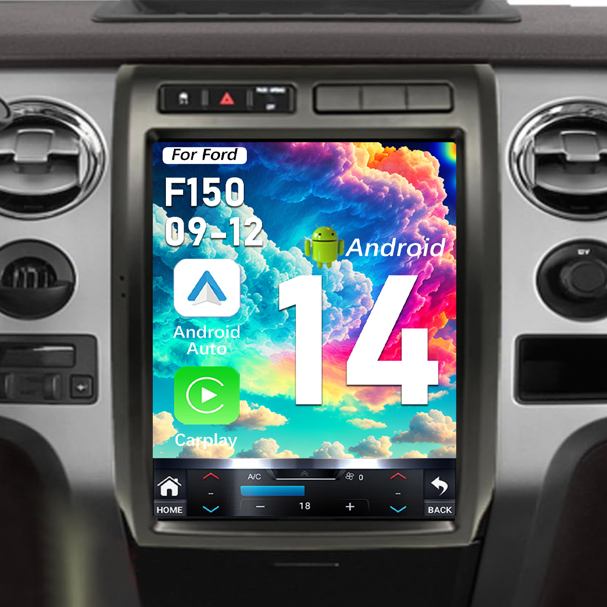 Pentohoi for Ford F150 2009-2012 Car Radio Upgrade Android  Stereo Replacement Touch Screen 8 core CPU Tesla Vertical Screen Style Support Carplay and Android Auto DSP 5G WiFi