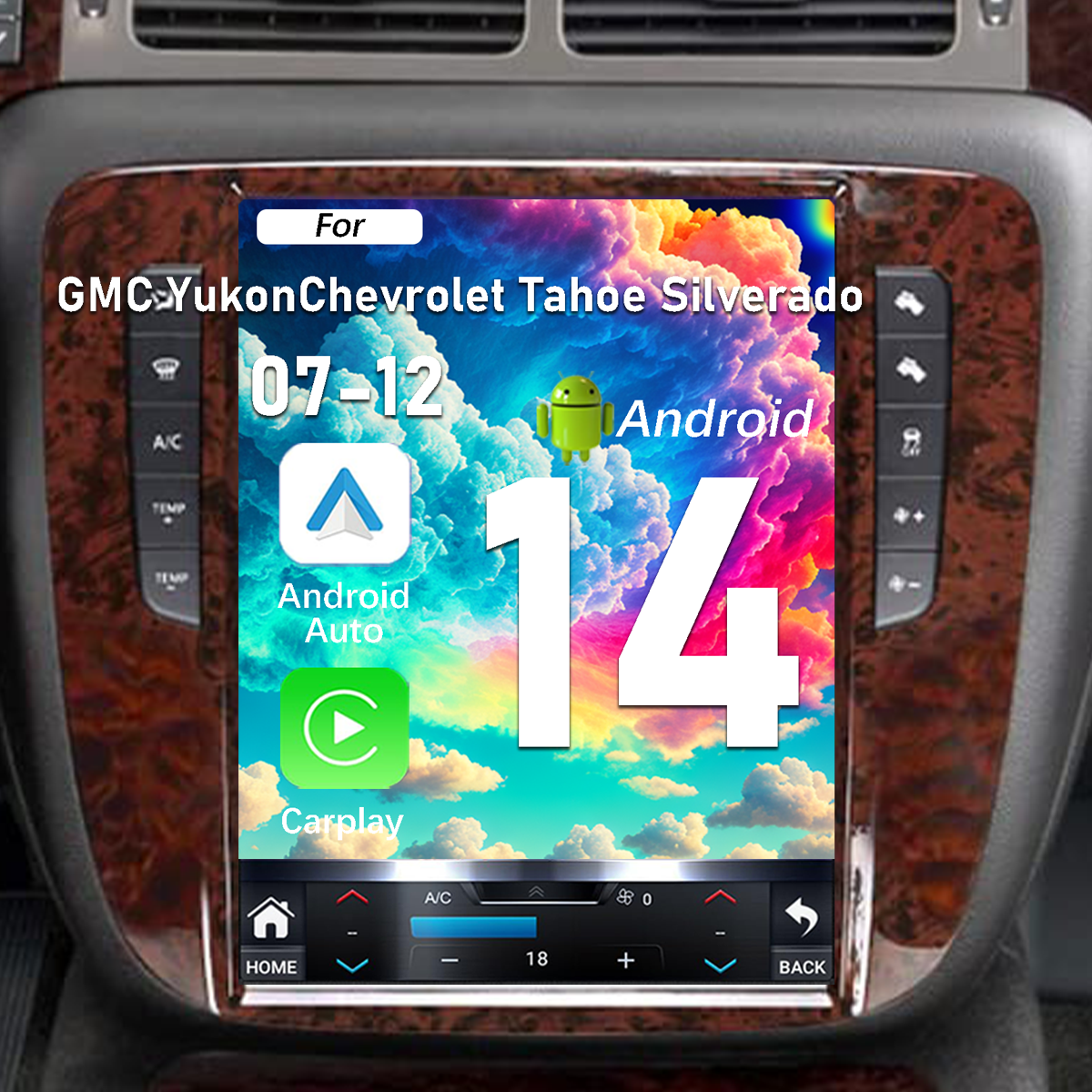 Pentohoi for GMC Yukon Chevrolet Tahoe Silverado 2007-2012 Car Radio Upgrade Android  Stereo Replacement Touch Screen 8 core CPU Tesla Vertical Screen Style Support Carplay and Android Auto DSP 5G WiFi