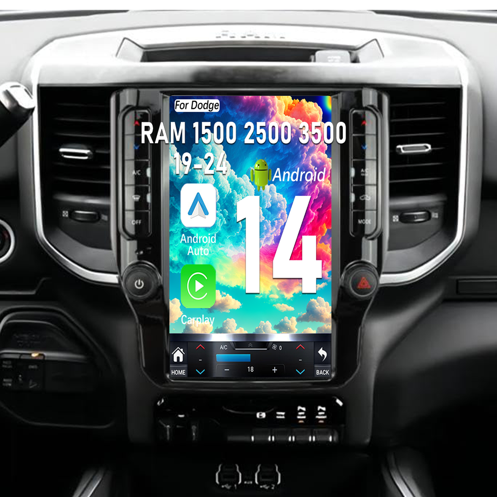 Pentohoi for Dodge RAM 1500 2500 3500 2019-2024 Car Radio Upgrade Android  Stereo Replacement Touch Screen 8 core CPU Tesla Vertical Screen Style Support Carplay and Android Auto DSP 5G WiFi