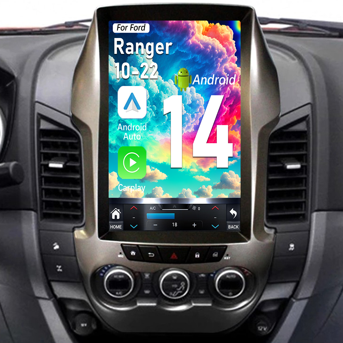 Pentohoi for Ford Ranger 2012 Car Radio Upgrade Android  Stereo Replacement Touch Screen 8 core CPU Tesla Vertical Screen Style Support Carplay and Android Auto DSP 5G WiFi