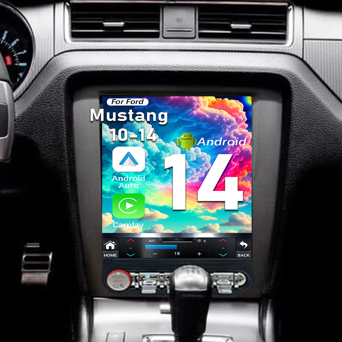 Pentohoi for Ford Mustang 2010-2014 Car Radio Upgrade Android  Stereo Replacement Touch Screen 8 core CPU Tesla Vertical Screen Style Support Carplay and Android Auto DSP 5G WiFi