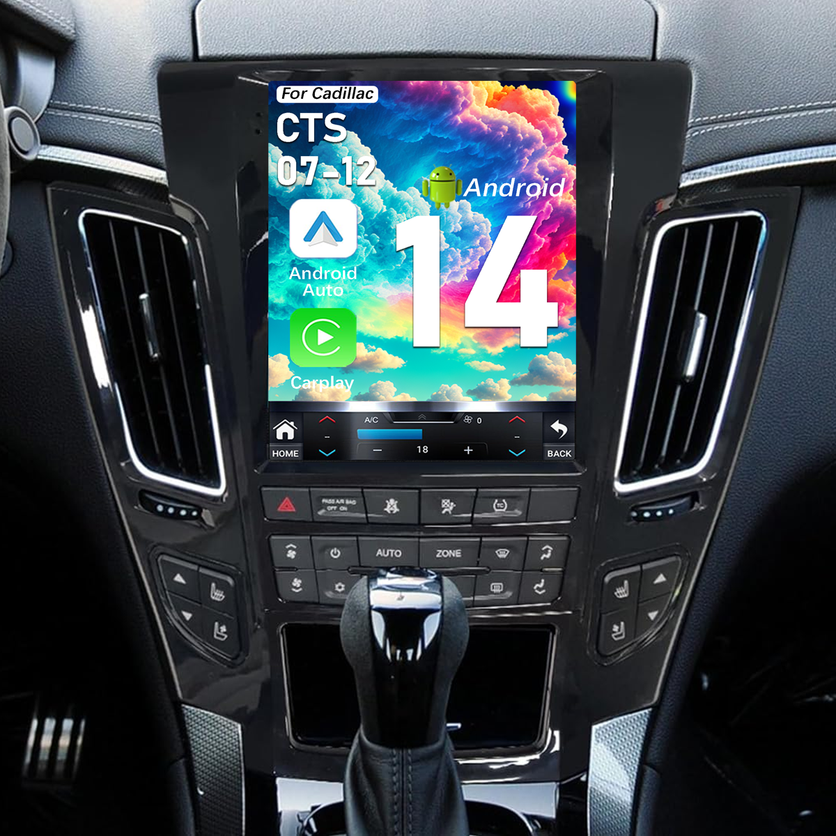 Pentohoi for Cadillac CTS 2007-2012 Car Radio Upgrade Android  Stereo Replacement Touch Screen 8 core CPU Tesla Vertical Screen Style Support Carplay and Android Auto DSP 5G WiFi