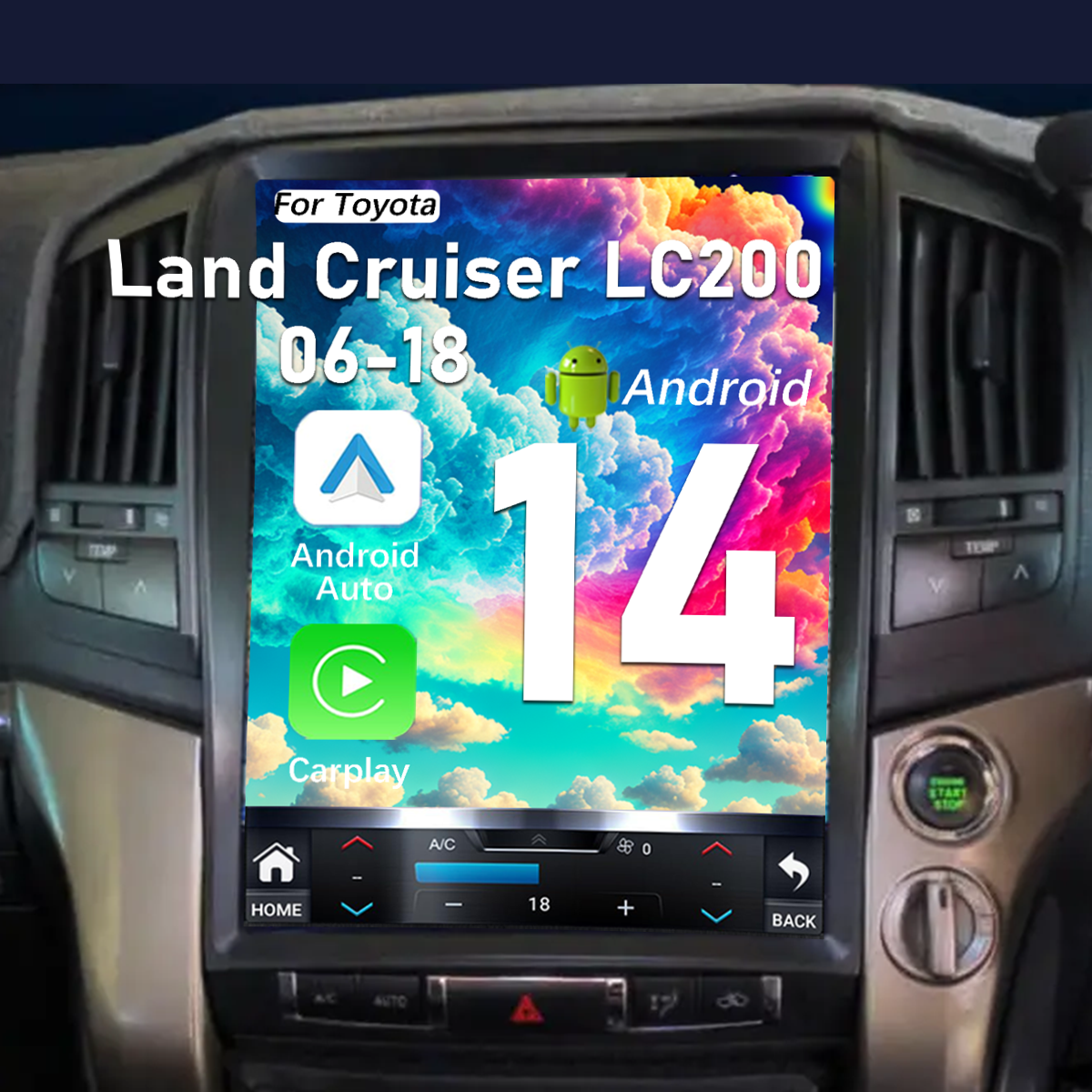 Pentohoi for Toyota Land Cruiser LC200 2006-2018 Car Radio Upgrade Android  Stereo Replacement Touch Screen 8 core CPU Tesla Vertical Screen Style Support Carplay and Android Auto DSP 5G WiFi