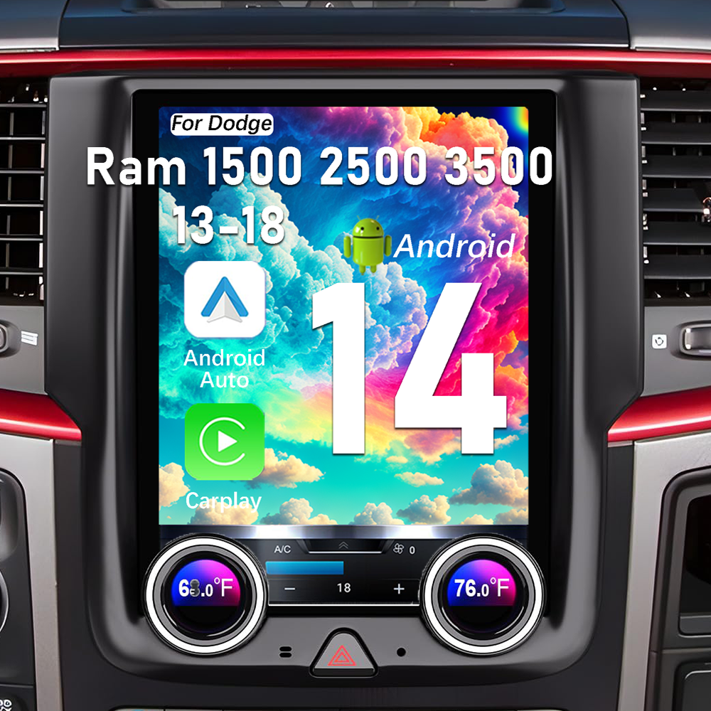 Pentohoi for Dodge RAM 1500 2500 3500 2013-2018 Car Radio Upgrade Android  Stereo Replacement Touch Screen 8 core CPU Tesla Vertical Screen Style Support Carplay and Android Auto DSP 5G WiFi