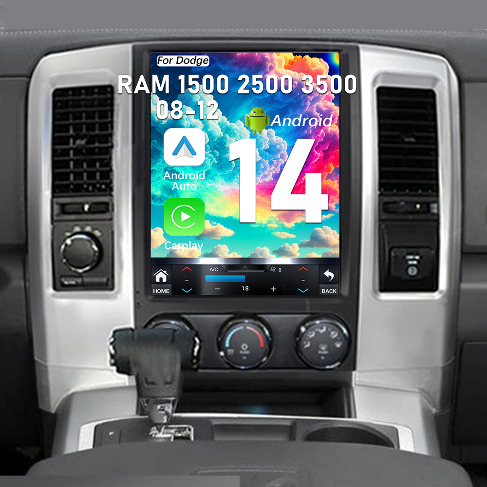 Pentohoi for Dodge RAM 1500 2500 3500 2008-2012 Car Radio Upgrade Android  Stereo Replacement Touch Screen 8 core CPU Tesla Vertical Screen Style Support Carplay and Android Auto DSP 5G WiFi