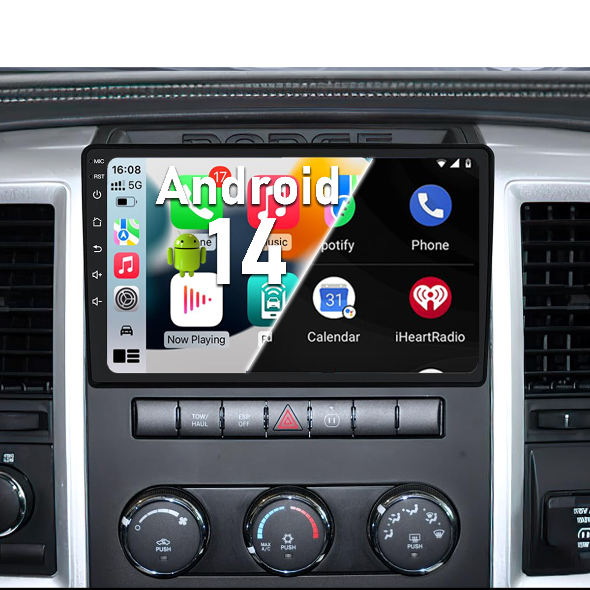 Pentohoi for  Dodge RAM 1500 2500 3500 for 2009 2010 2011 2012 Car Radio Upgrade Android  Stereo Replacement Touch Screen 8 core CPU Touch Vertical Screen Style Support Carplay and Android Auto DSP 5G WiFi