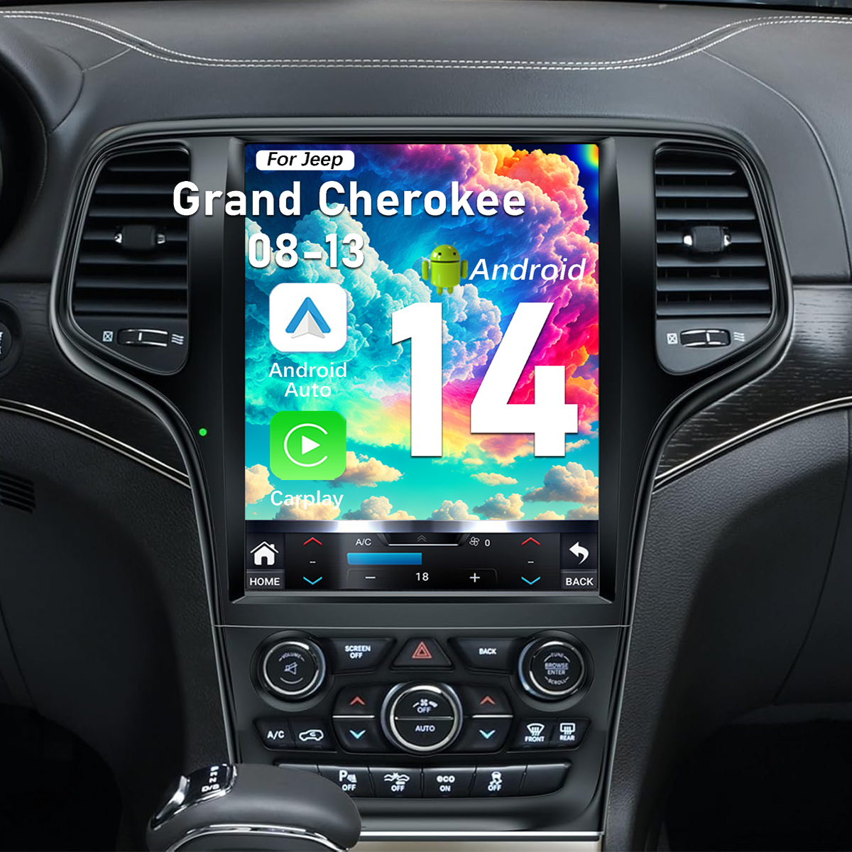 Pentohoi for Jeep Grand Cherokee 2008-2013 Car Radio Upgrade Android  Stereo Replacement Touch Screen 8 core CPU Tesla Vertical Screen Style Support Carplay and Android Auto DSP 5G WiFi