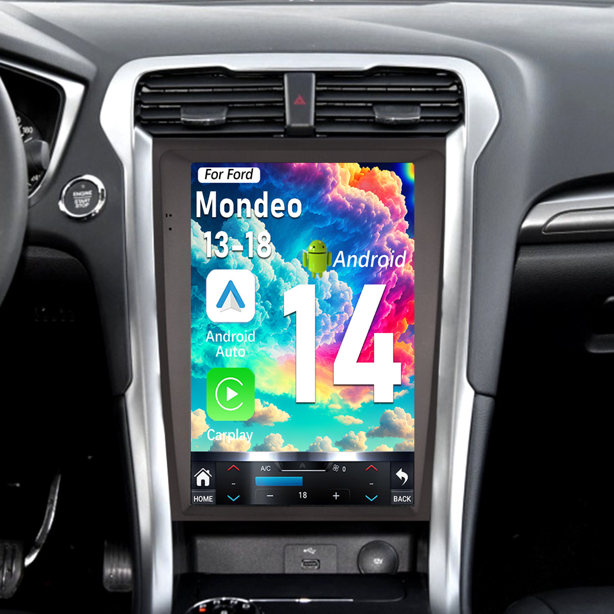 Pentohoi for Ford Mondeo 2013-2018 Car Radio Upgrade Android  Stereo Replacement Touch Screen 8 core CPU Tesla Vertical Screen Style Support Carplay and Android Auto DSP 5G WiFi