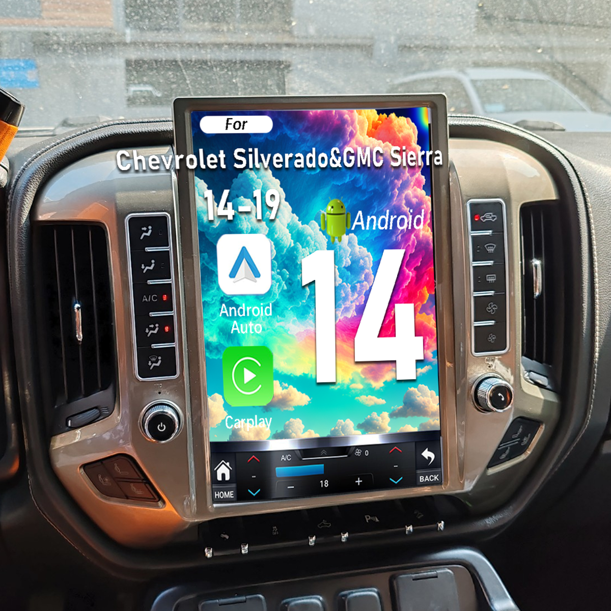 Pentohoi for Chevrolet Silverado & GMC Sierra 2014-2019 Car Radio Upgrade Android  Stereo Replacement Touch Screen 8 core CPU Tesla Vertical Screen Style Support Carplay and Android Auto DSP 5G WiFi