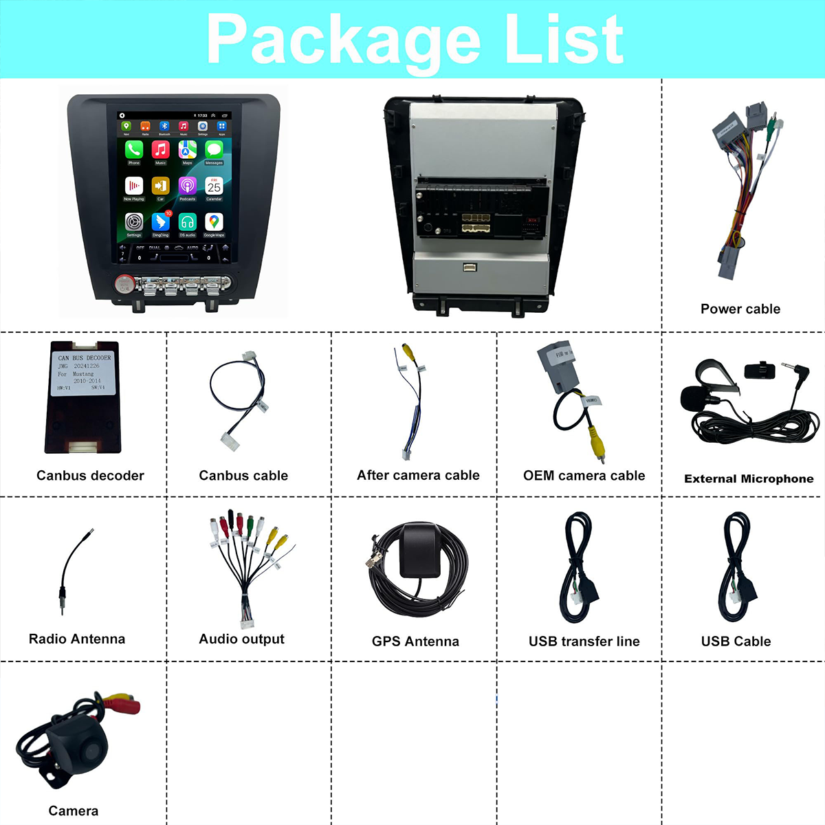 Pentohoi for Ford Mustang 2010-2014 Car Radio Upgrade Android  Stereo Replacement Touch Screen 8 core CPU Tesla Vertical Screen Style Support Carplay and Android Auto DSP 5G WiFi