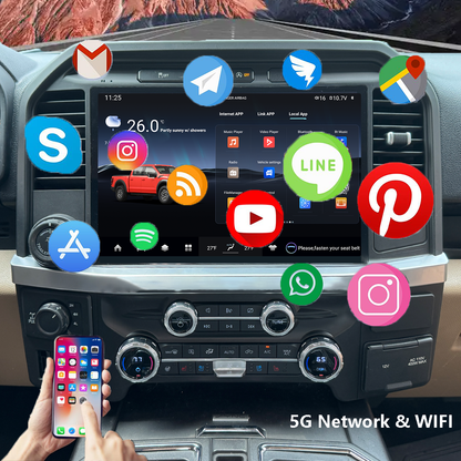 Pentohoi 13.3 inch for Ford F150 2016-2021 Car Radio Upgrade Android  Stereo Replacement Touch Screen 8 core CPU Tesla Vertical Screen Style Support Carplay and Android Auto DSP 5G WiFi