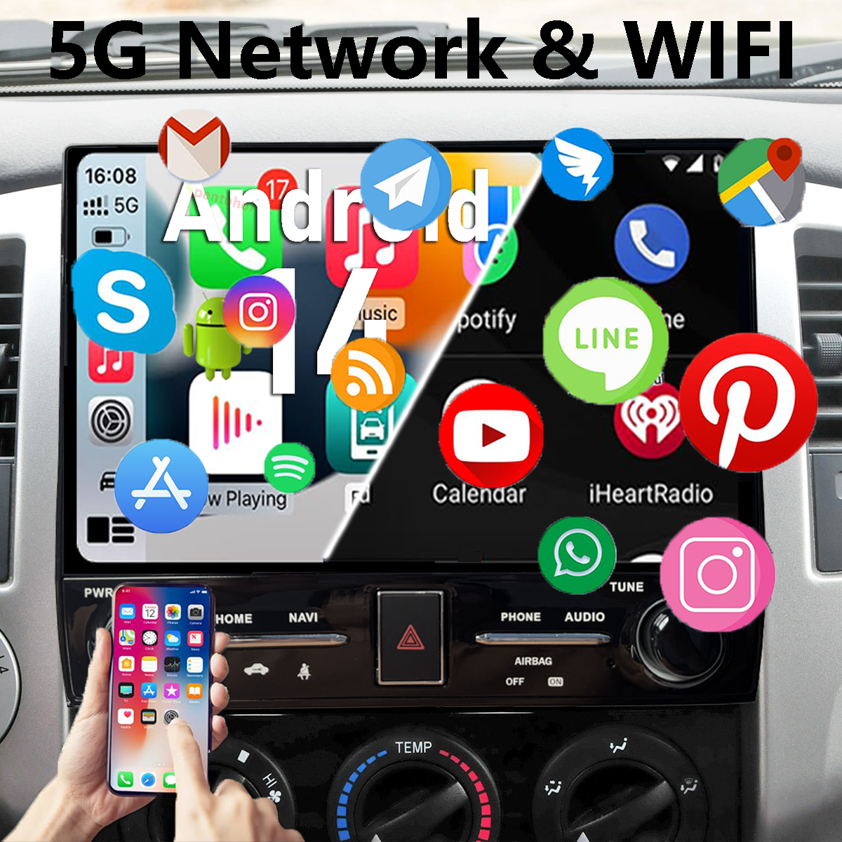 Pentohoi for Toyota Tacoma 2005-2015 Car Radio Upgrade Android  Stereo Replacement Touch Screen 8 core CPU Tesla Vertical Screen Style Support Carplay and Android Auto DSP 5G WiFi