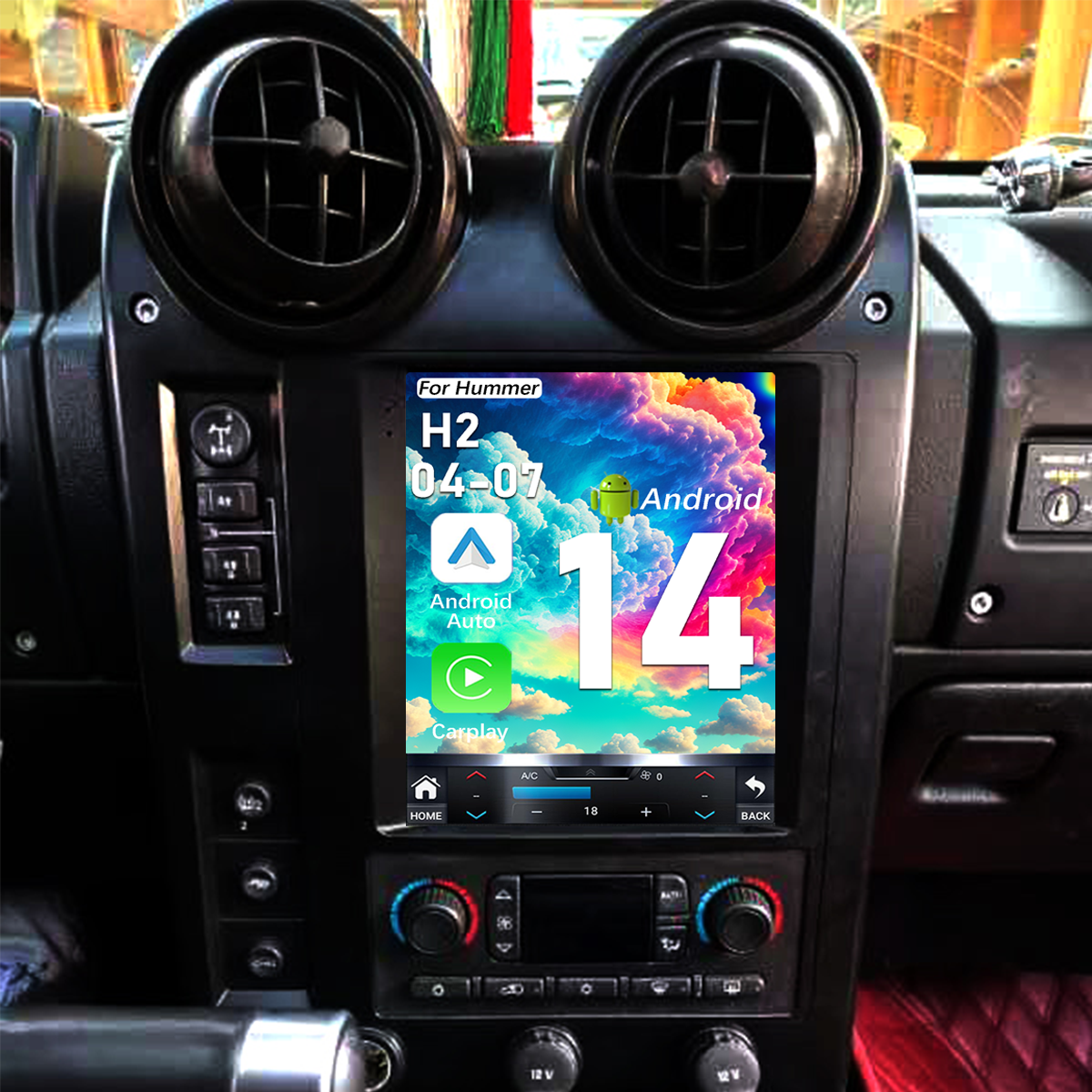 Pentohoi for Hummer H2 2004-2007 Car Radio Upgrade Android  Stereo Replacement Touch Screen 8 core CPU Tesla Vertical Screen Style Support Carplay and Android Auto DSP 5G WiFi