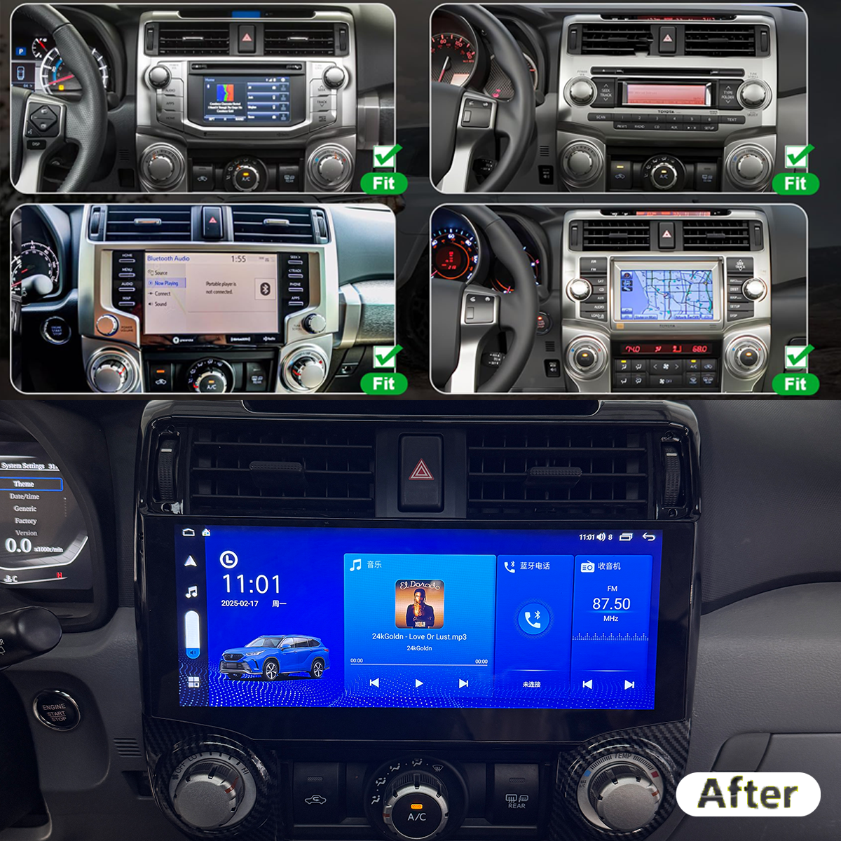 Pentohoi for Toyota 4Runner 2010-2022 Car Radio Upgrade Android  Stereo Replacement Touch Screen 8 core CPU Tesla Vertical Screen Style Support Carplay and Android Auto DSP 5G WiFi