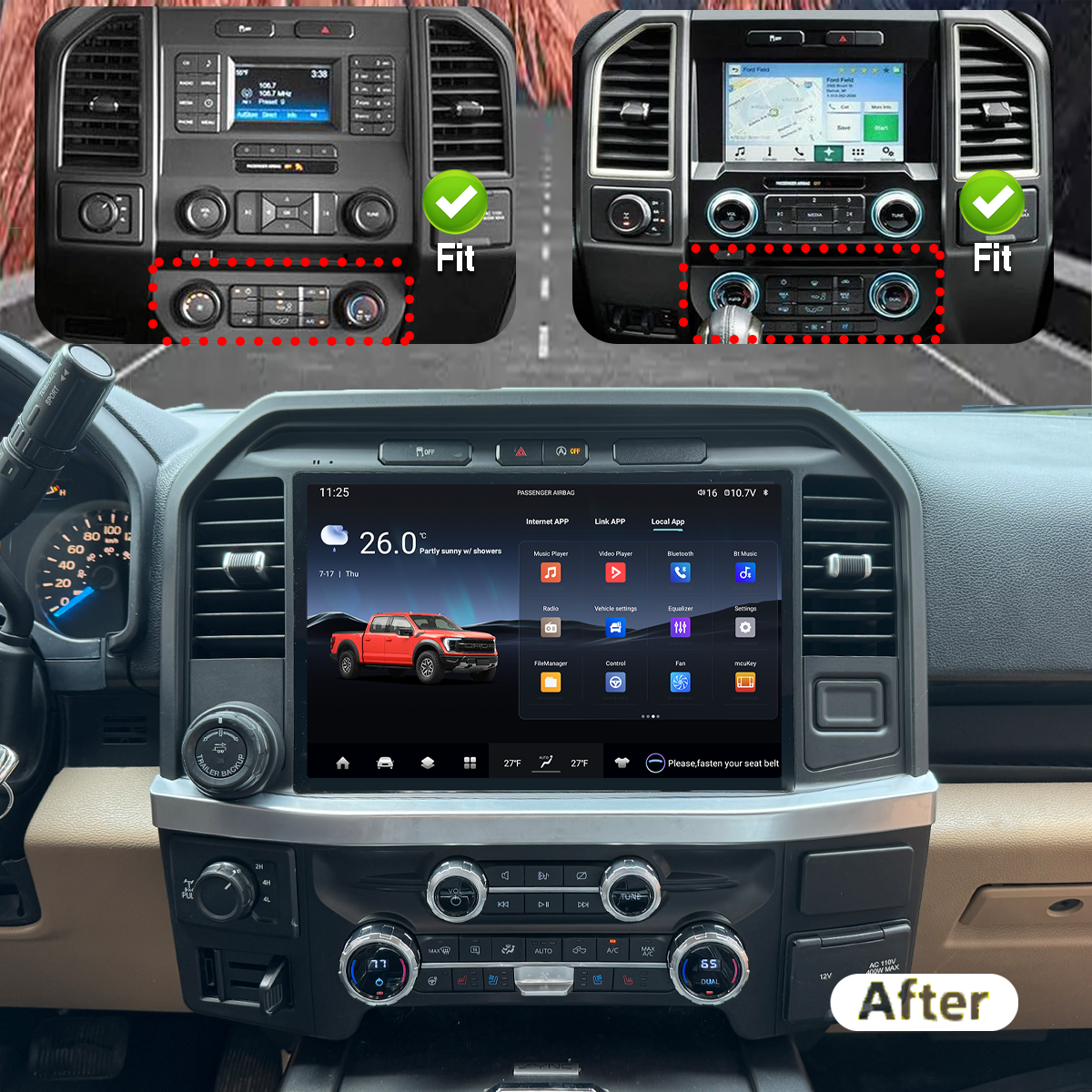 Pentohoi 13.3 inch for Ford F150 2016-2021 Car Radio Upgrade Android  Stereo Replacement Touch Screen 8 core CPU Tesla Vertical Screen Style Support Carplay and Android Auto DSP 5G WiFi