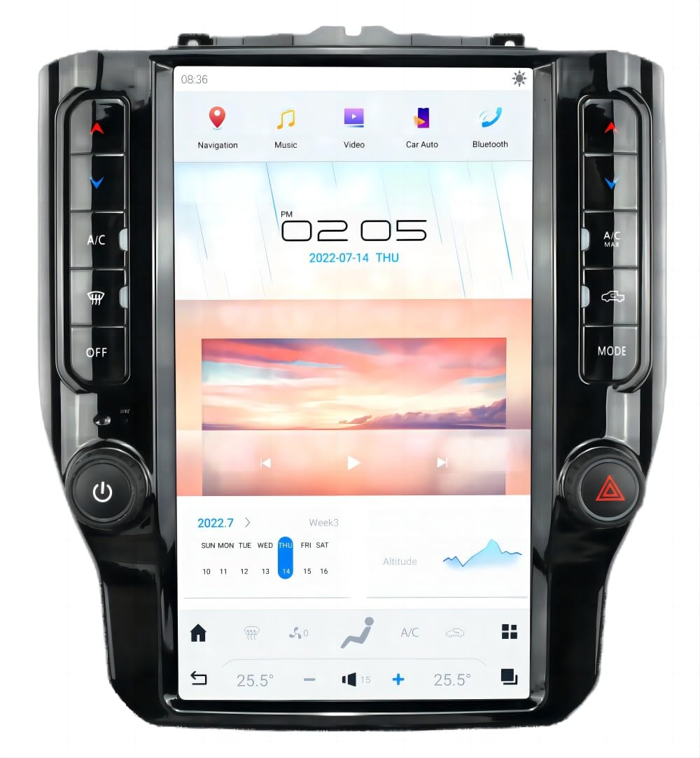 Pentohoi for Dodge RAM 1500 2500 3500 2019-2024 Car Radio Upgrade Android  Stereo Replacement Touch Screen 8 core CPU Tesla Vertical Screen Style Support Carplay and Android Auto DSP 5G WiFi