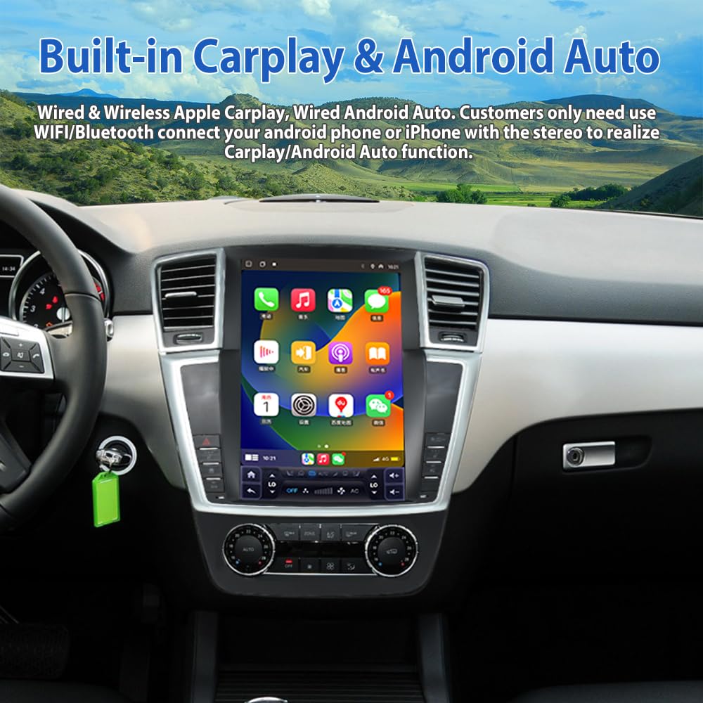 Pentohoi for Mercedes Benz GL ML Class W164 X164 ML350 ML500 ML280 GL320 GL350 GL450 2012-2015 Car Radio Upgrade Android  Stereo Replacement Touch Screen 8 core CPU Tesla Vertical Screen Style Support Carplay and Android Auto DSP 5G WiFi