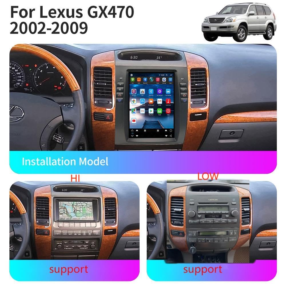 Pentohoi for Lexus GX470 Toyota Prado 2002-2009 Car Radio Upgrade Android  Stereo Replacement Touch Screen 8 core CPU Tesla Vertical Screen Style Support Carplay and Android Auto DSP 5G WiFi