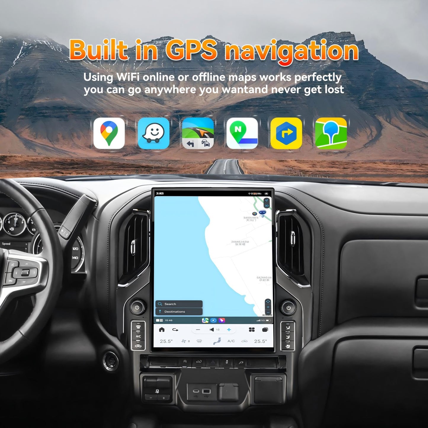 Pentohoi for Chevrolet Silverado GMC Sierra 2019-2021 Car Radio Upgrade Android  Stereo Replacement Touch Screen 8 core CPU Tesla Vertical Screen Style Support Carplay and Android Auto DSP 5G WiFi