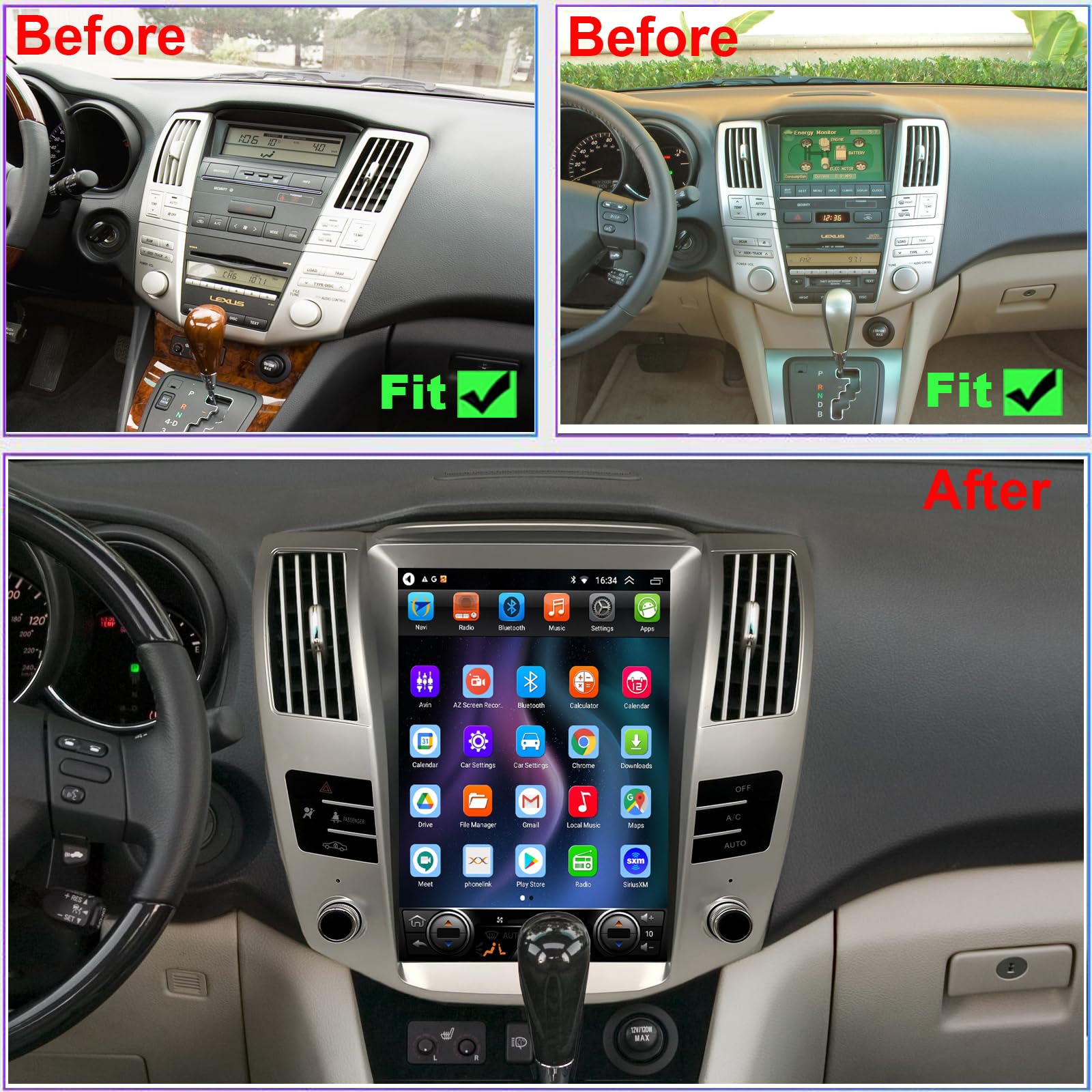 Pentohoi for Lexus RX RX300 RX330 RX350 RX400H 2004-2008 Car Radio Upgrade Android  Stereo Replacement Touch Screen 8 core CPU Tesla Vertical Screen Style Support Carplay and Android Auto DSP 5G WiFi