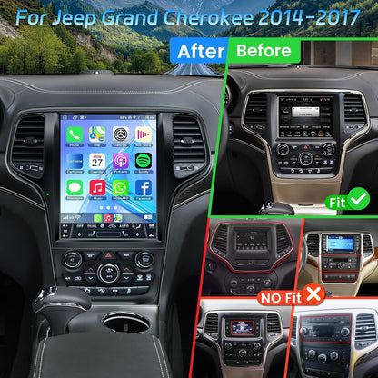 Pentohoi for Jeep Grand Cherokee 2008-2013 Car Radio Upgrade Android  Stereo Replacement Touch Screen 8 core CPU Tesla Vertical Screen Style Support Carplay and Android Auto DSP 5G WiFi
