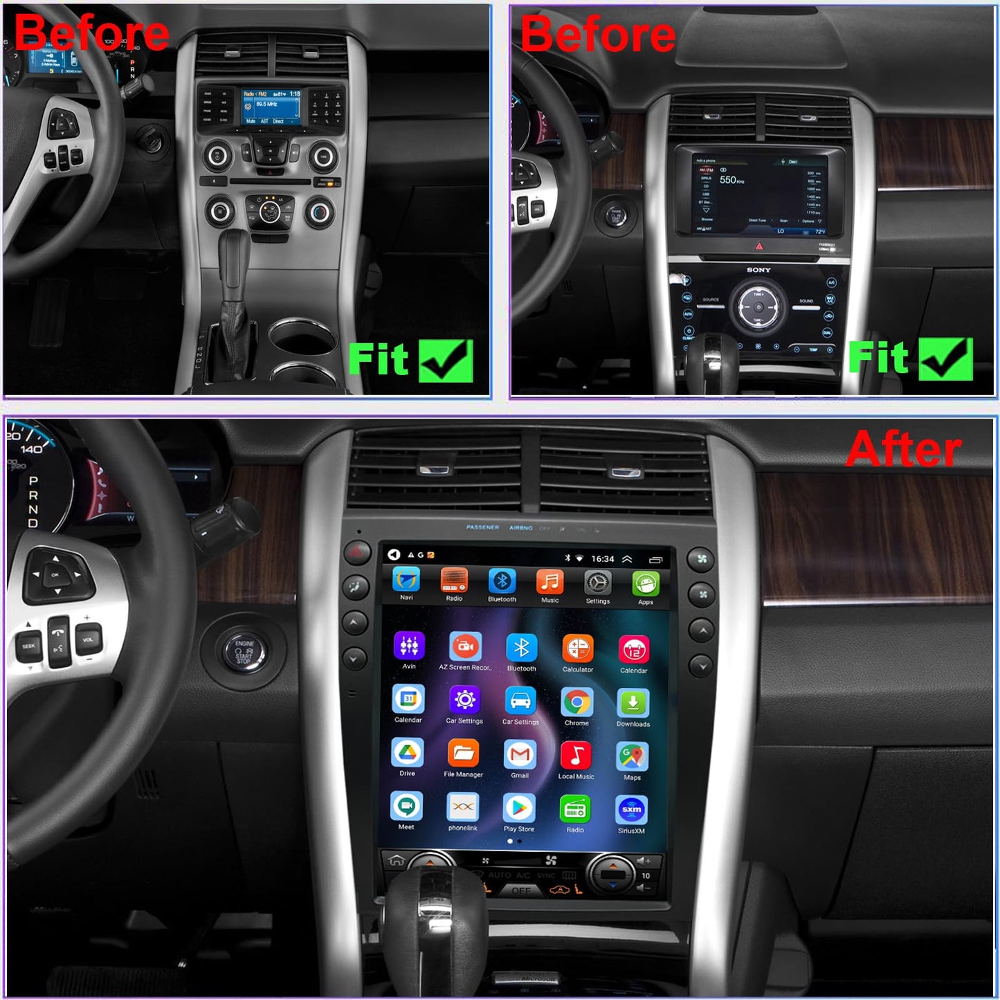 Pentohoi for Ford Edge 2011-2014 Car Radio Upgrade Android  Stereo Replacement Touch Screen 8 core CPU Tesla Vertical Screen Style Support Carplay and Android Auto DSP 5G WiFi