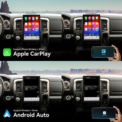 Pentohoi for Dodge RAM 1500 2500 3500 2013-2018 Car Radio Upgrade Android  Stereo Replacement Touch Screen 8 core CPU Tesla Vertical Screen Style Support Carplay and Android Auto DSP 5G WiFi