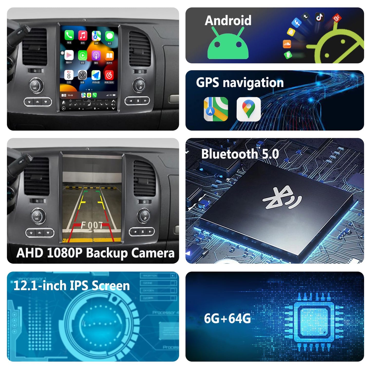 Pentohoi for Chevrolet Silverado GMC 2007-2013 Car Radio Upgrade Android  Stereo Replacement Touch Screen 8 core CPU Tesla Vertical Screen Style Support Carplay and Android Auto DSP 5G WiFi