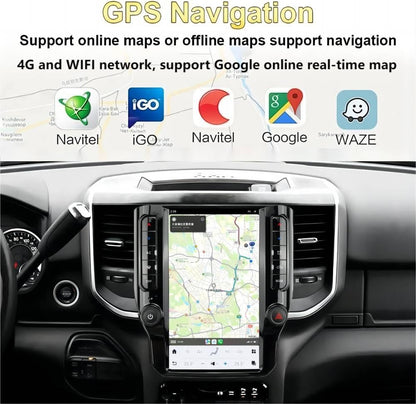 Pentohoi for Dodge RAM 1500 2500 3500 2019-2024 Car Radio Upgrade Android  Stereo Replacement Touch Screen 8 core CPU Tesla Vertical Screen Style Support Carplay and Android Auto DSP 5G WiFi