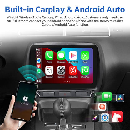 Pentohoi for Chevrolet Camaro 2010-2015 Car Radio Upgrade Android  Stereo Replacement Touch Screen 8 core CPU Tesla Vertical Screen Style Support Carplay and Android Auto DSP 5G WiFi