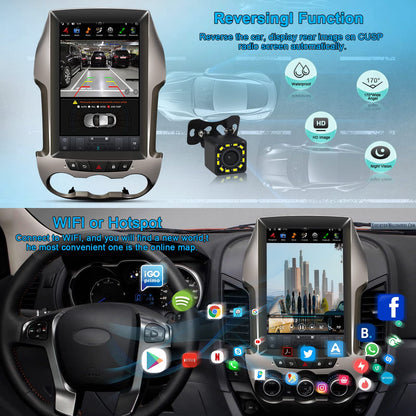 Pentohoi for Ford Ranger 2012 Car Radio Upgrade Android  Stereo Replacement Touch Screen 8 core CPU Tesla Vertical Screen Style Support Carplay and Android Auto DSP 5G WiFi