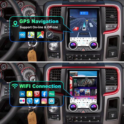 Pentohoi for Dodge RAM 1500 2500 3500 2013-2018 Car Radio Upgrade Android  Stereo Replacement Touch Screen 8 core CPU Tesla Vertical Screen Style Support Carplay and Android Auto DSP 5G WiFi