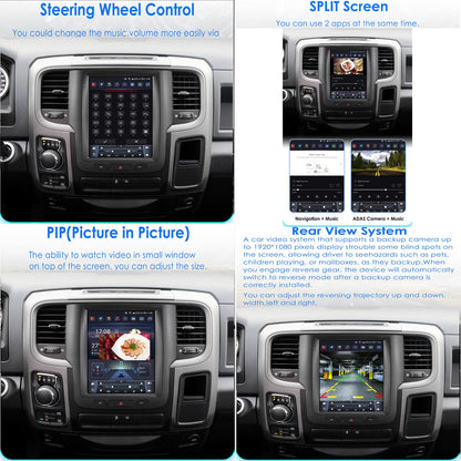 Pentohoi for Dodge RAM 1500 2500 3500 2013-2018 Car Radio Upgrade Android  Stereo Replacement Touch Screen 8 core CPU Tesla Vertical Screen Style Support Carplay and Android Auto DSP 5G WiFi
