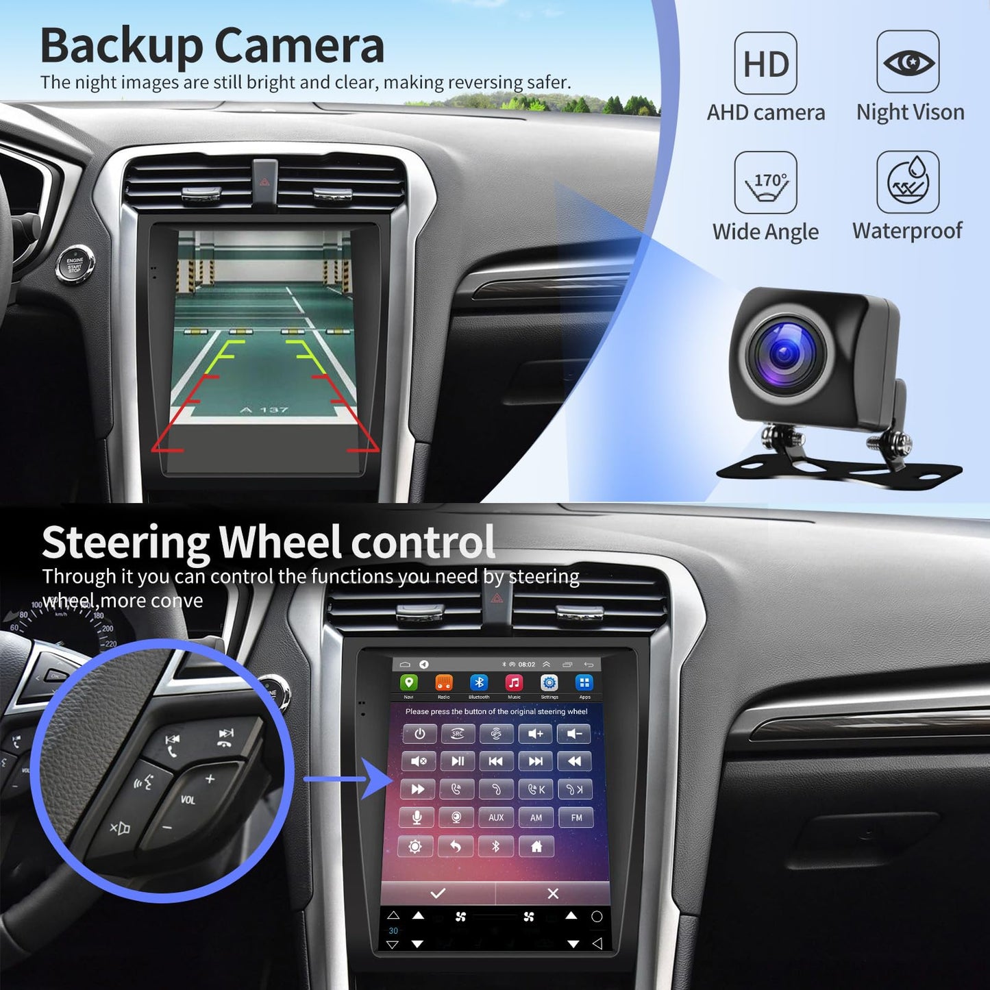 Pentohoi for Ford Mondeo 2013-2018 Car Radio Upgrade Android  Stereo Replacement Touch Screen 8 core CPU Tesla Vertical Screen Style Support Carplay and Android Auto DSP 5G WiFi