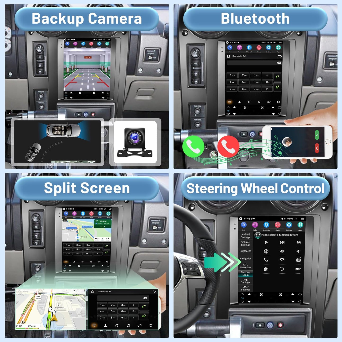 Pentohoi for Hummer H2 2004-2007 Car Radio Upgrade Android  Stereo Replacement Touch Screen 8 core CPU Tesla Vertical Screen Style Support Carplay and Android Auto DSP 5G WiFi