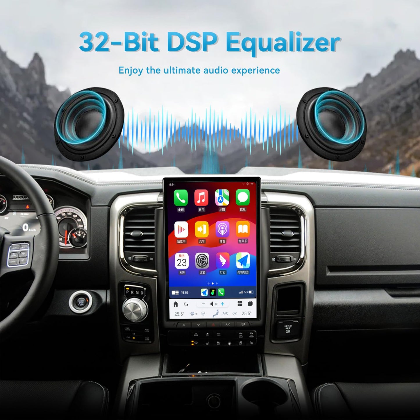 Pentohoi for Dodge RAM 1500 2500 3500 2013-2018 Car Radio Upgrade Android  Stereo Replacement Touch Screen 8 core CPU Tesla Vertical Screen Style Support Carplay and Android Auto DSP 5G WiFi