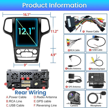 Pentohoi for Jeep Grand Cherokee 2008-2013 Car Radio Upgrade Android  Stereo Replacement Touch Screen 8 core CPU Tesla Vertical Screen Style Support Carplay and Android Auto DSP 5G WiFi