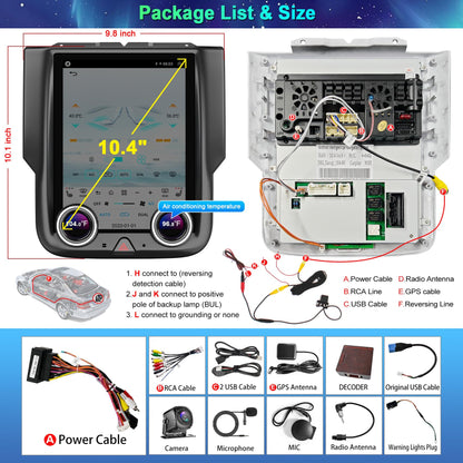 Pentohoi for Dodge RAM 1500 2500 3500 2013-2018 Car Radio Upgrade Android  Stereo Replacement Touch Screen 8 core CPU Tesla Vertical Screen Style Support Carplay and Android Auto DSP 5G WiFi