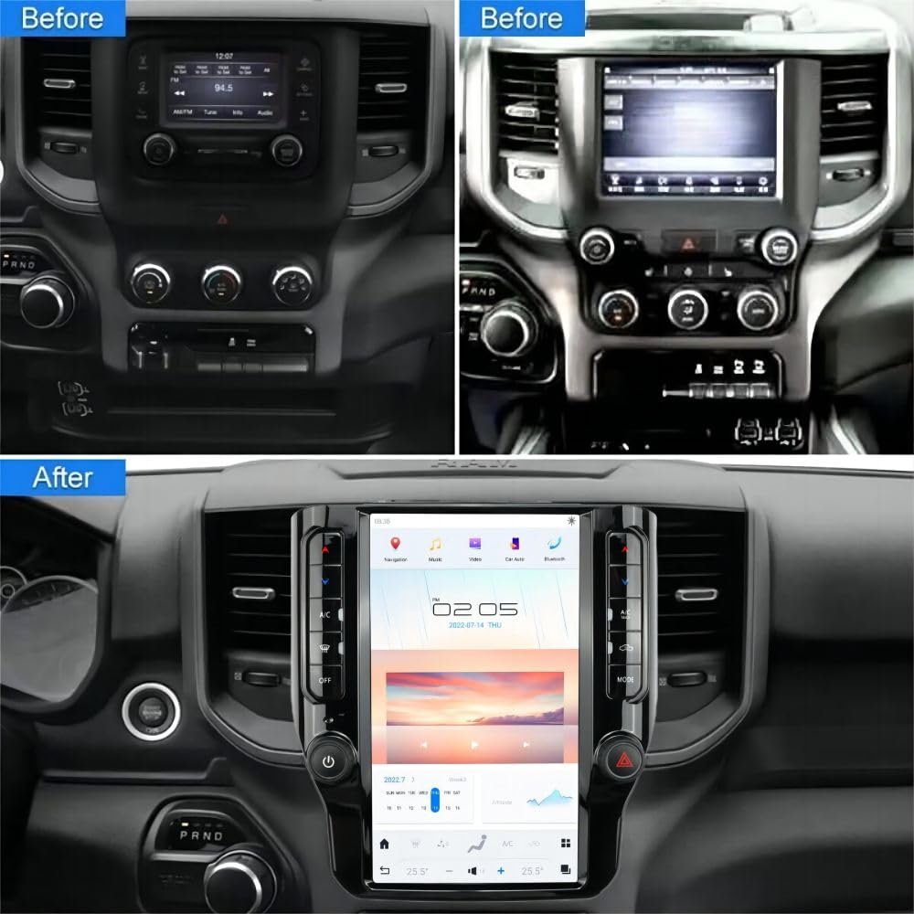 Pentohoi for Dodge RAM 1500 2500 3500 2019-2024 Car Radio Upgrade Android  Stereo Replacement Touch Screen 8 core CPU Tesla Vertical Screen Style Support Carplay and Android Auto DSP 5G WiFi